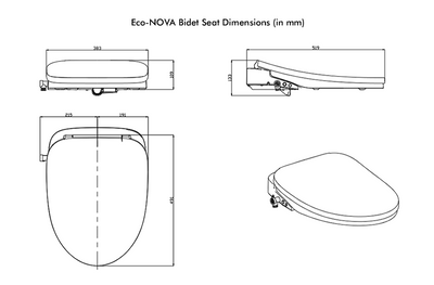 Nova Bidet Eco-NOVA Sleek Thin Bidet Seat Elongated White